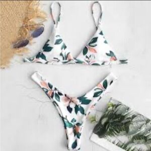 ZAFUL Tropical Leaf Print Bikini - S